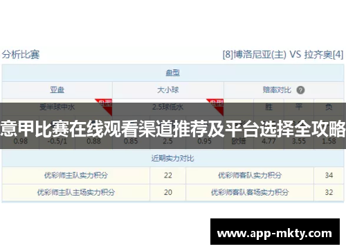 意甲比赛在线观看渠道推荐及平台选择全攻略